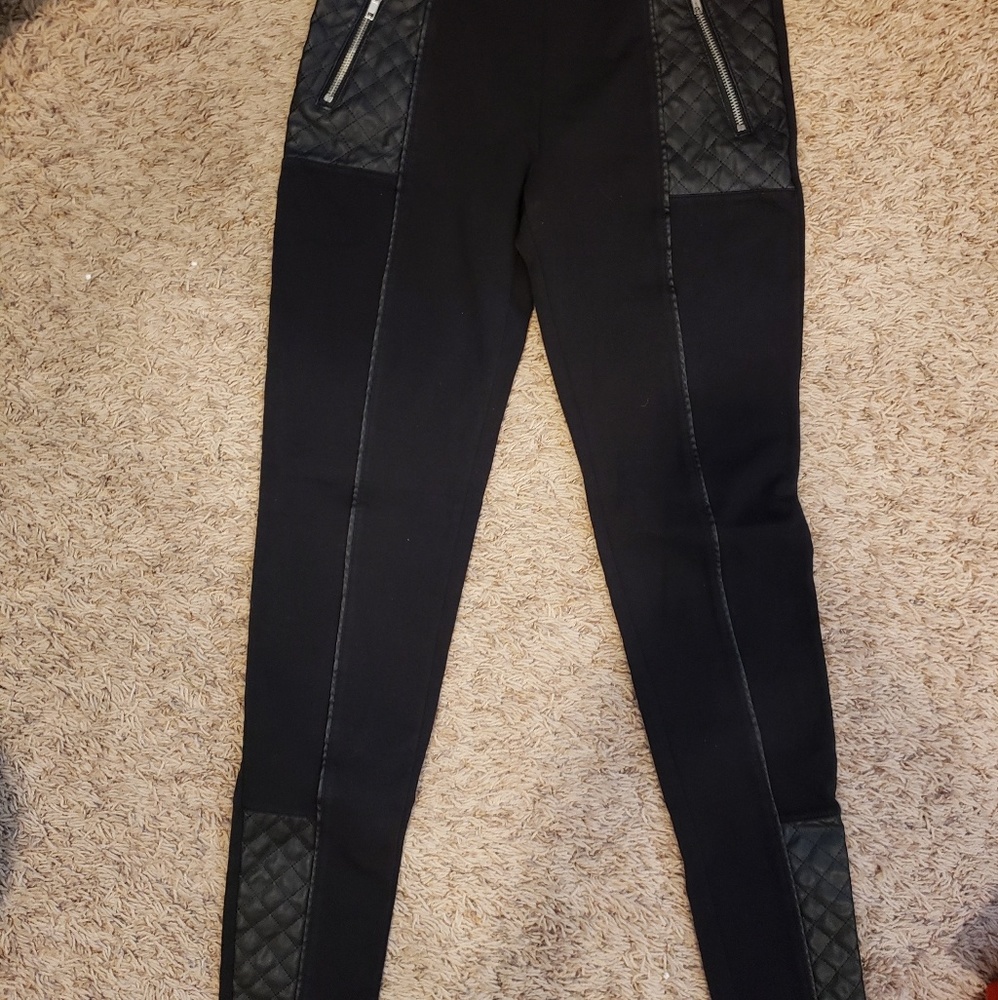 Leggings with leather